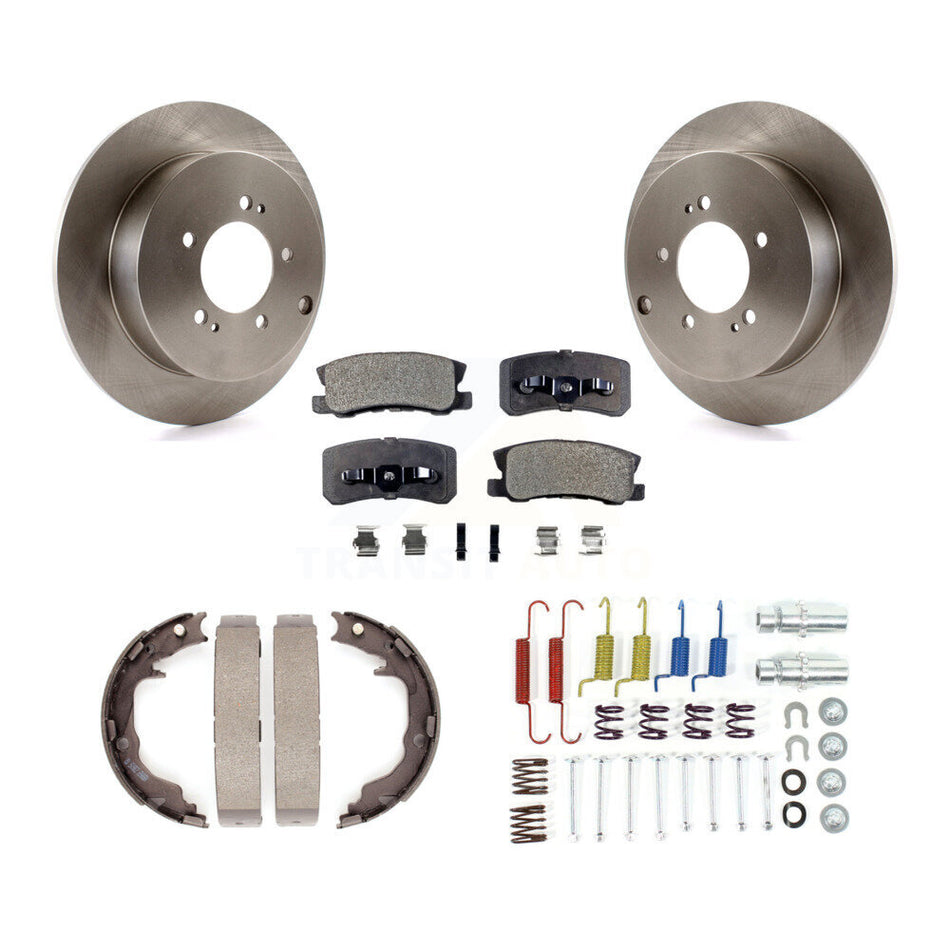 Rear Disc Rotors Semi-Metallic Pads Parking Shoes & Hardware Kit For Mitsubishi Outlander K8F-105057