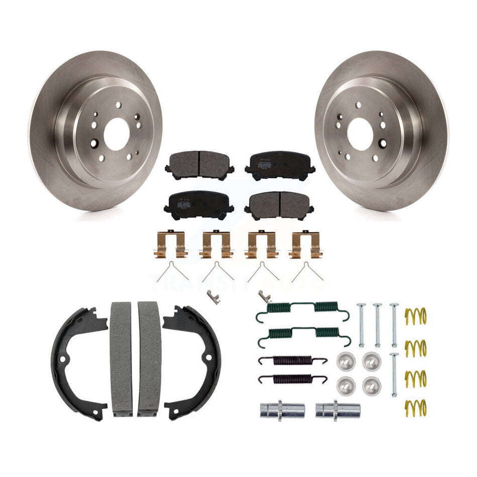 Rear Disc Rotors Semi-Metallic Pads Parking Shoes & Hardware Kit For 2014-2016 Acura MDX K8F-105059