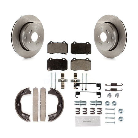Rear Disc Rotors Semi-Metallic Pads Parking Shoes Hardware Kit For Hyundai Genesis Coupe K8F-105064