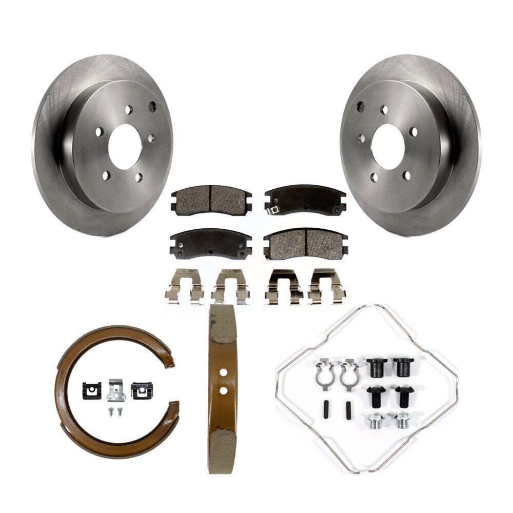 Rear Disc Rotors Semi-Metallic Pads Parking Shoes Hardware Kit For Buick Rendezvous Aztek K8F-105068