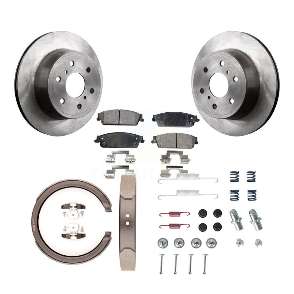 Rear Disc Rotors Semi-Metallic Pads Parking Shoes & Hardware Kit For 2013 GMC Sierra 1500 K8F-105077