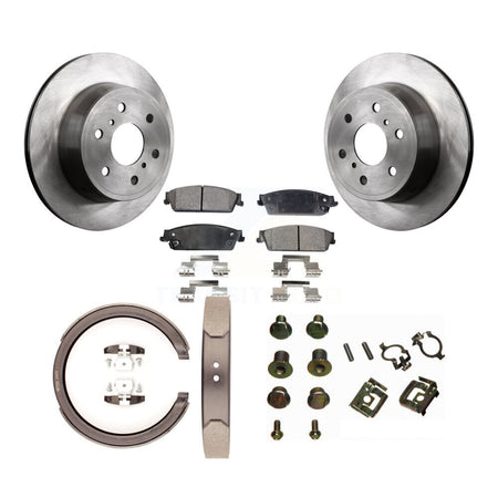 Rear Disc Rotors Semi-Metallic Pads Parking Shoes & Hardware Kit For Chevrolet Silverado K8F-105078