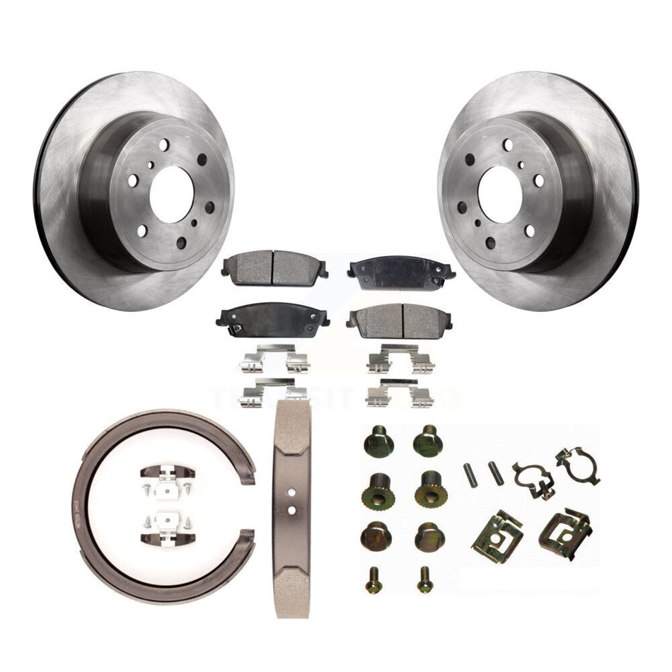 Rear Disc Rotors Semi-Metallic Pads Parking Shoes & Hardware Kit For Chevrolet Silverado K8F-105078