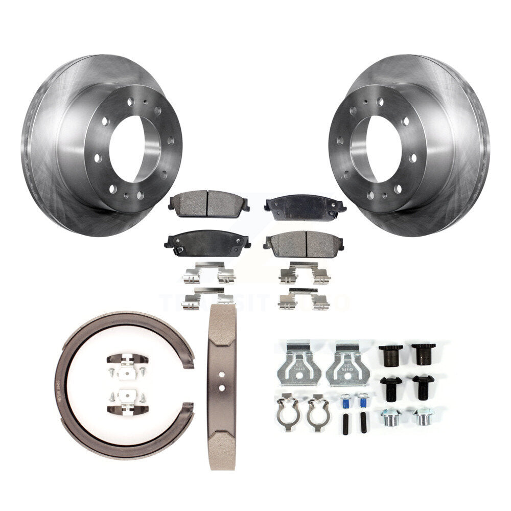 Rear Disc Rotors Semi-Metallic Pads Parking Brake Shoes And Hardware Kit For K8F-105079