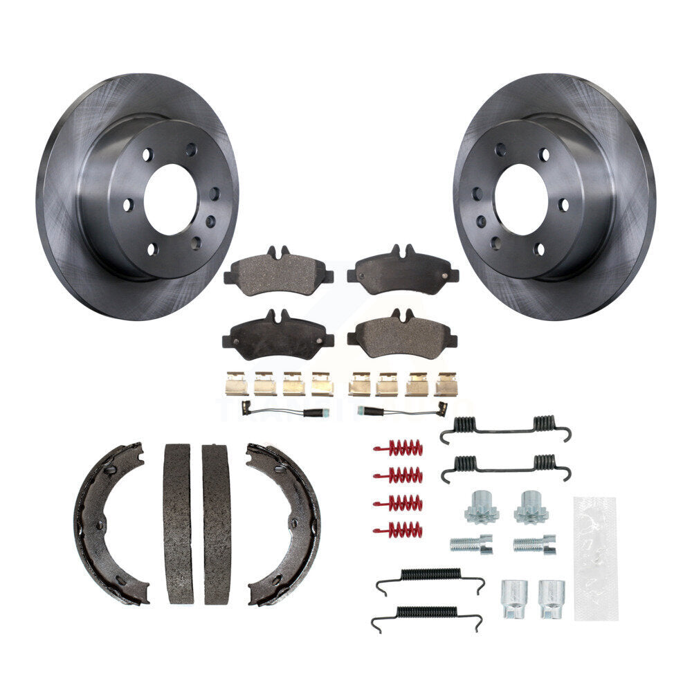 Rear Disc Rotors Semi-Metallic Pads Parking Shoes & Hardware Kit For Sprinter 2500 Dodge K8F-105080