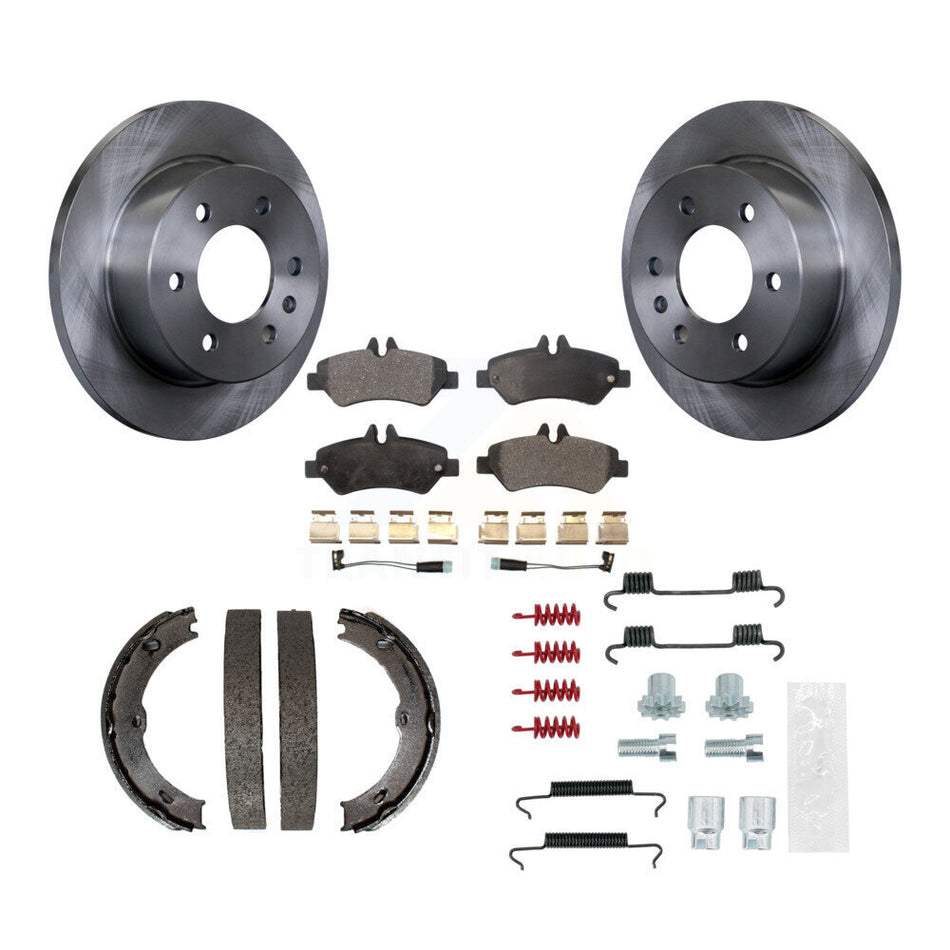 Rear Disc Rotors Semi-Metallic Pads Parking Shoes & Hardware Kit For Sprinter 2500 Dodge K8F-105080
