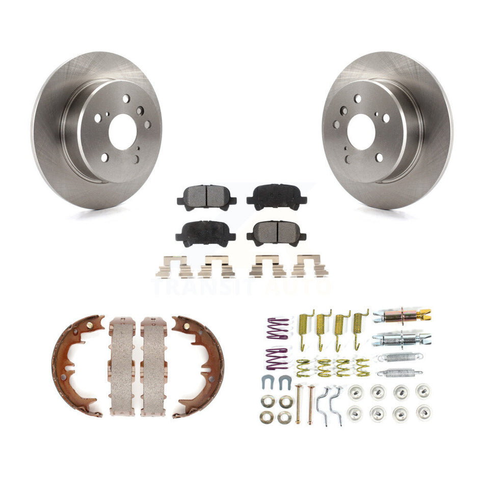 Rear Disc Rotors Semi-Metallic Pads Parking Shoes & Hardware Kit For 00-04 Toyota Avalon K8F-105081
