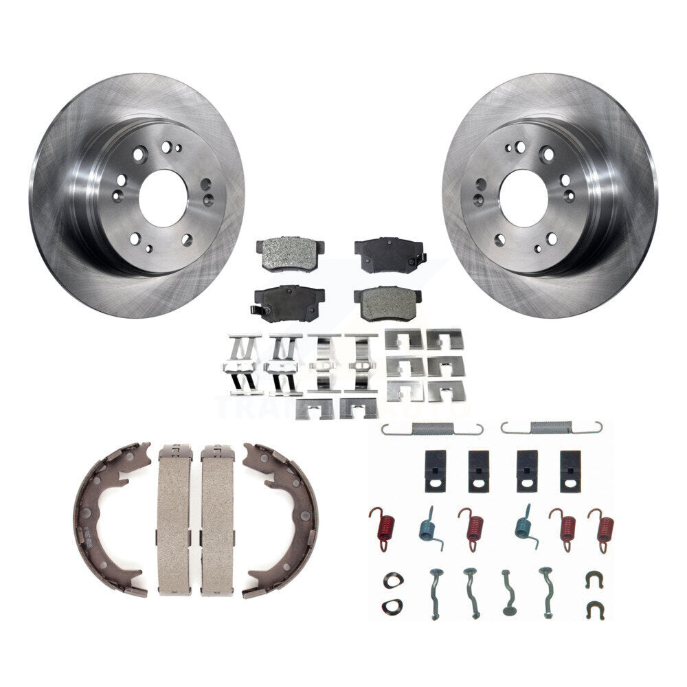 Rear Disc Rotors Semi-Metallic Pads Parking Shoes & Hardware Kit For 2002-2004 Honda CR-V K8F-105086
