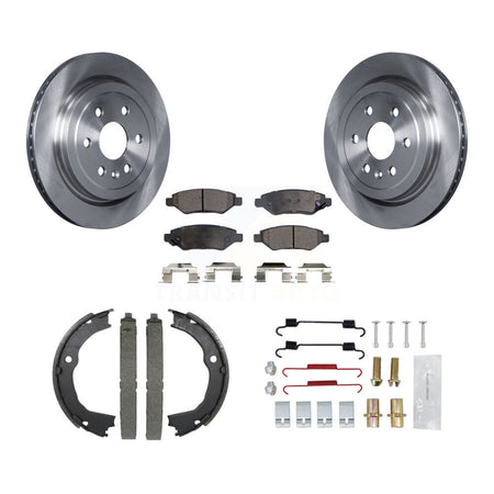 Rear Disc Rotors Semi-Metallic Pads Parking Shoes Hardware Kit For 2010-2016 Cadillac SRX K8F-105088