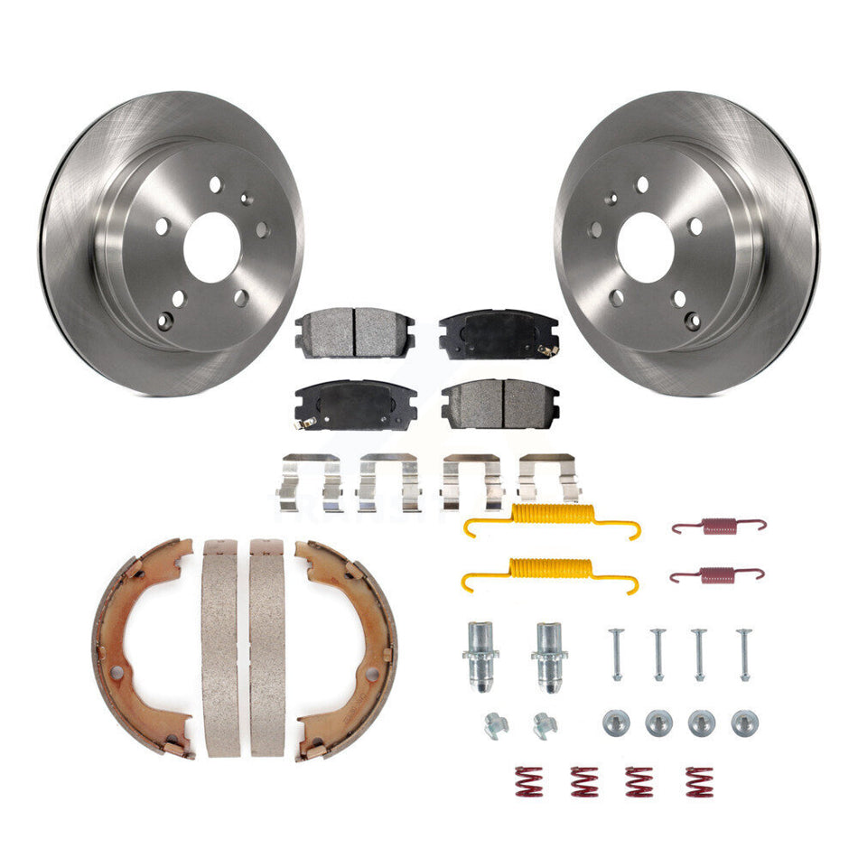 Rear Disc Rotors Semi-Metallic Pads Parking Shoes Hardware Kit For Chevrolet Equinox GMC K8F-105090