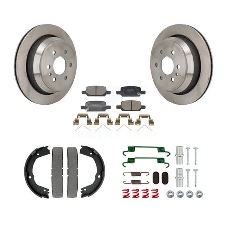 Rear Disc Rotors Semi-Metallic Pads Parking Shoes Hardware Kit For Chevrolet Colorado GMC K8F-105096