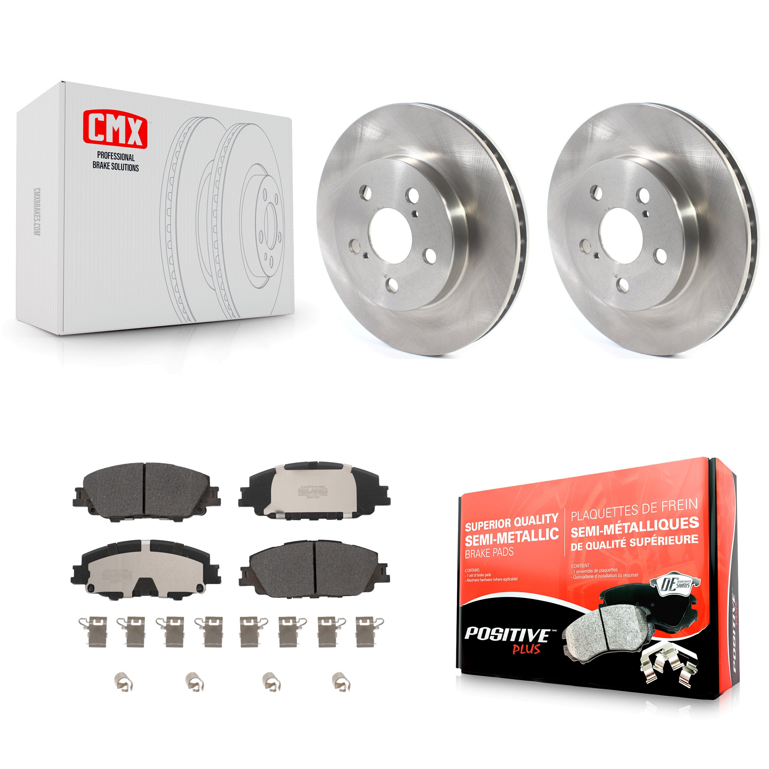 Front Disc Brake Rotors And Semi-Metallic Pads Kit For Toyota Corolla K8F-105117