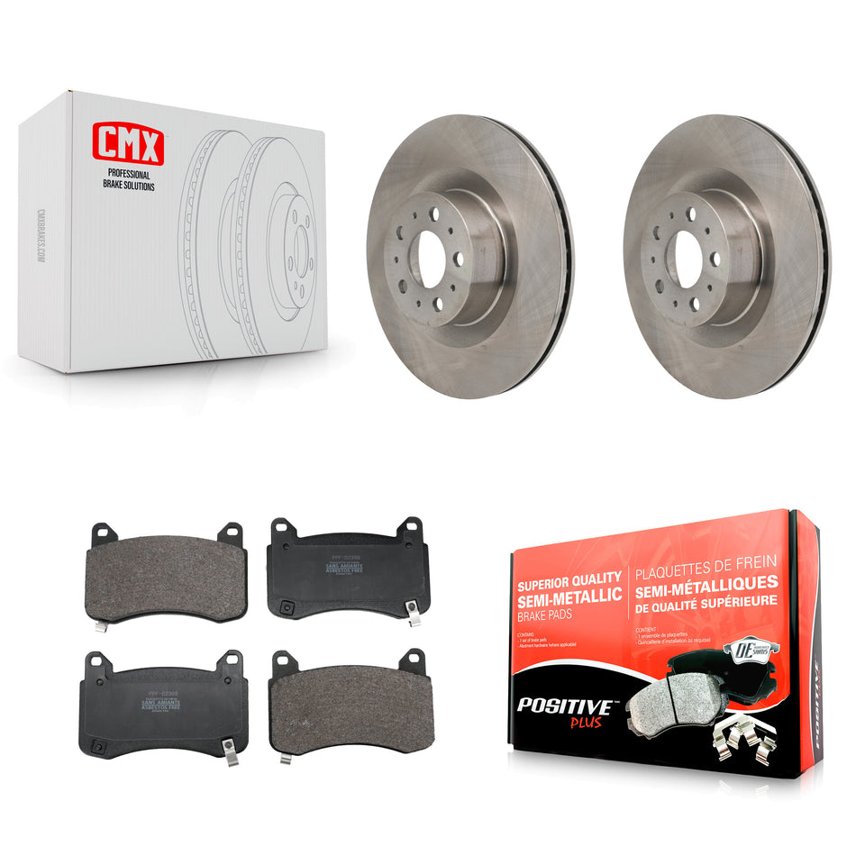Front Brake Rotors Semi-Metallic Pad Kit For 2020-2023 Tesla Y With Gray Painted Calipers K8F-105141
