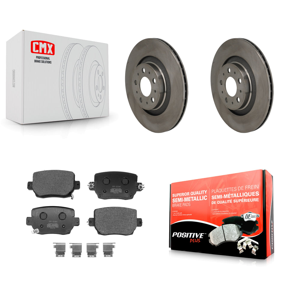 Rear Brake Rotors & Semi-Metallic Pad Kit For 2020-2024 Tesla Y With Red Painted Calipers K8F-105152