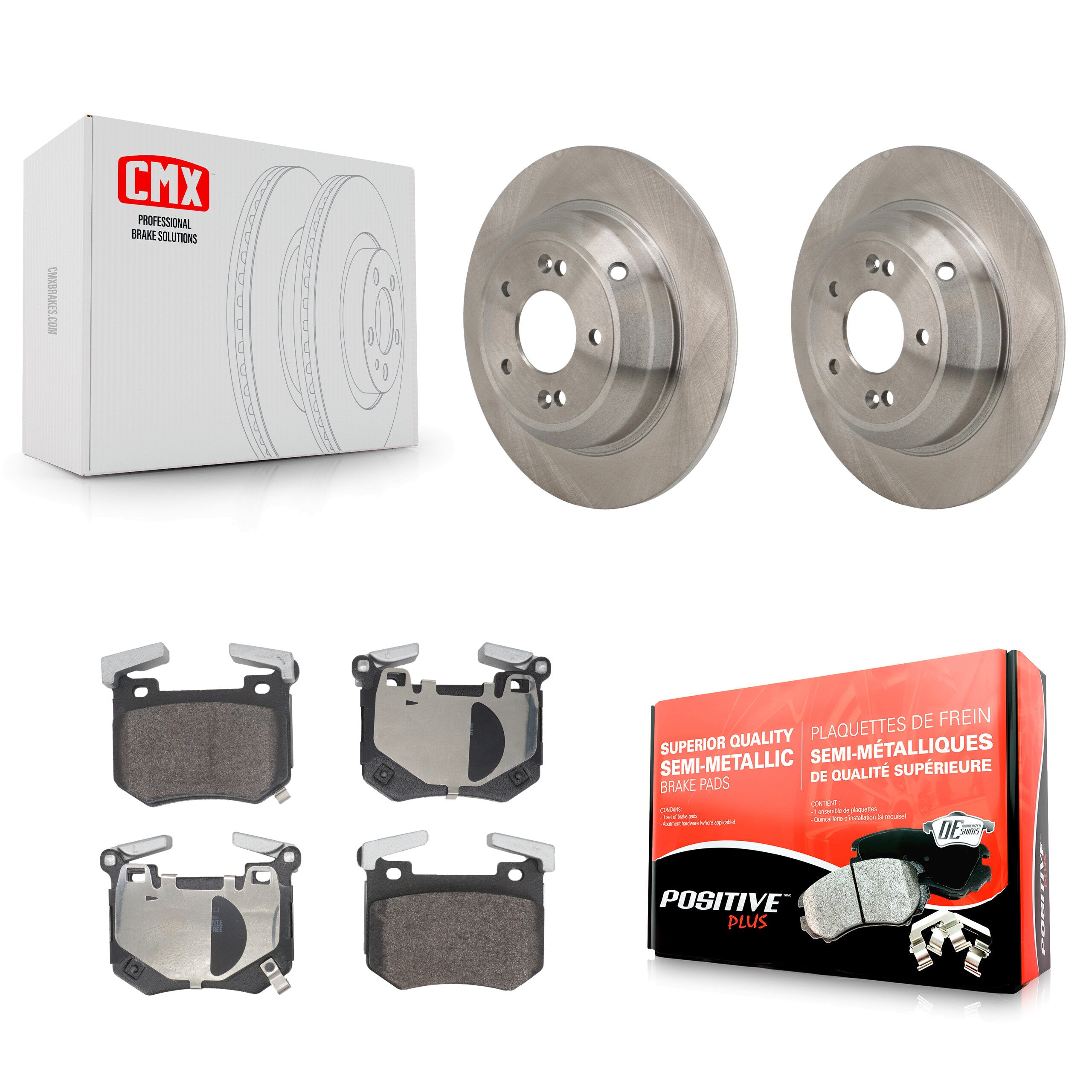Rear Disc Brake Rotors Semi-Metallic Pad Kit For 2023 Genesis G70 2.0L With Brembo Brakes K8F-105155