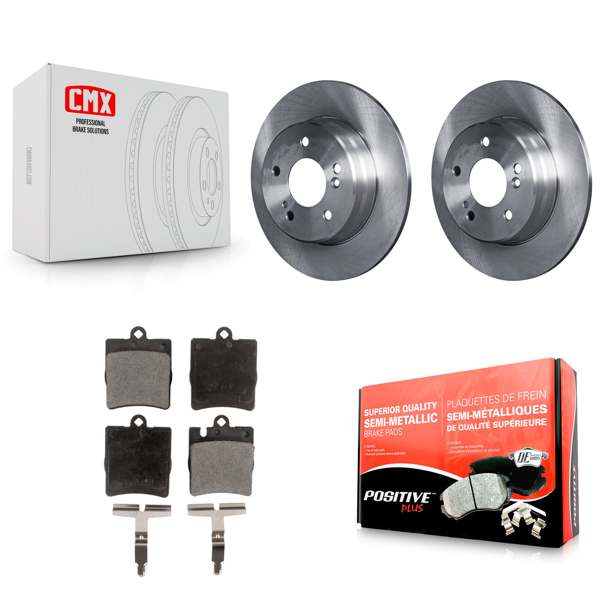 Rear Brake Rotors Semi-Metallic Pad Kit For 09-10 Mercedes-Benz SLK300 With Sport Package K8F-105165