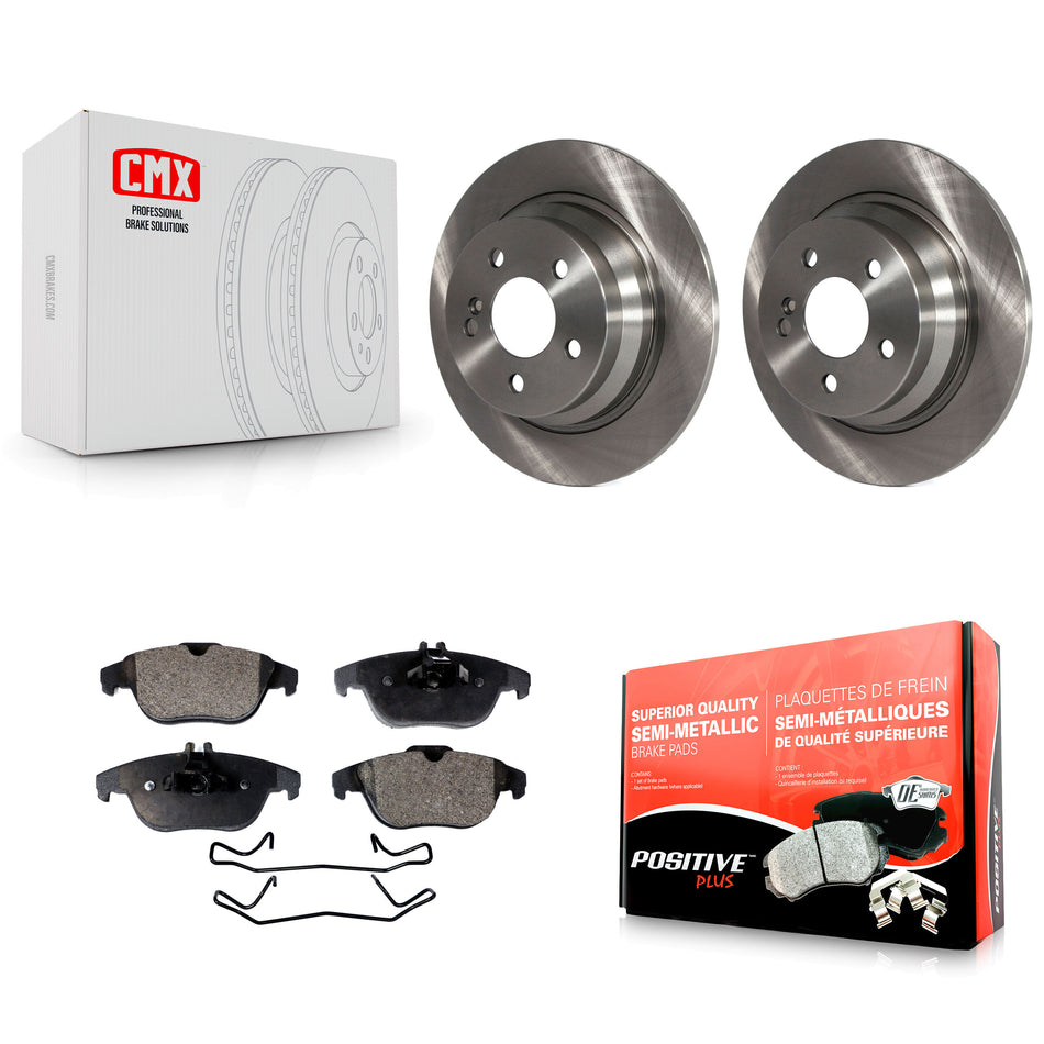 Rear Brake Rotor Semi-Metallic Pad Kit For 2010 Mercedes-Benz E350 Coupe With Solid K8F-105166