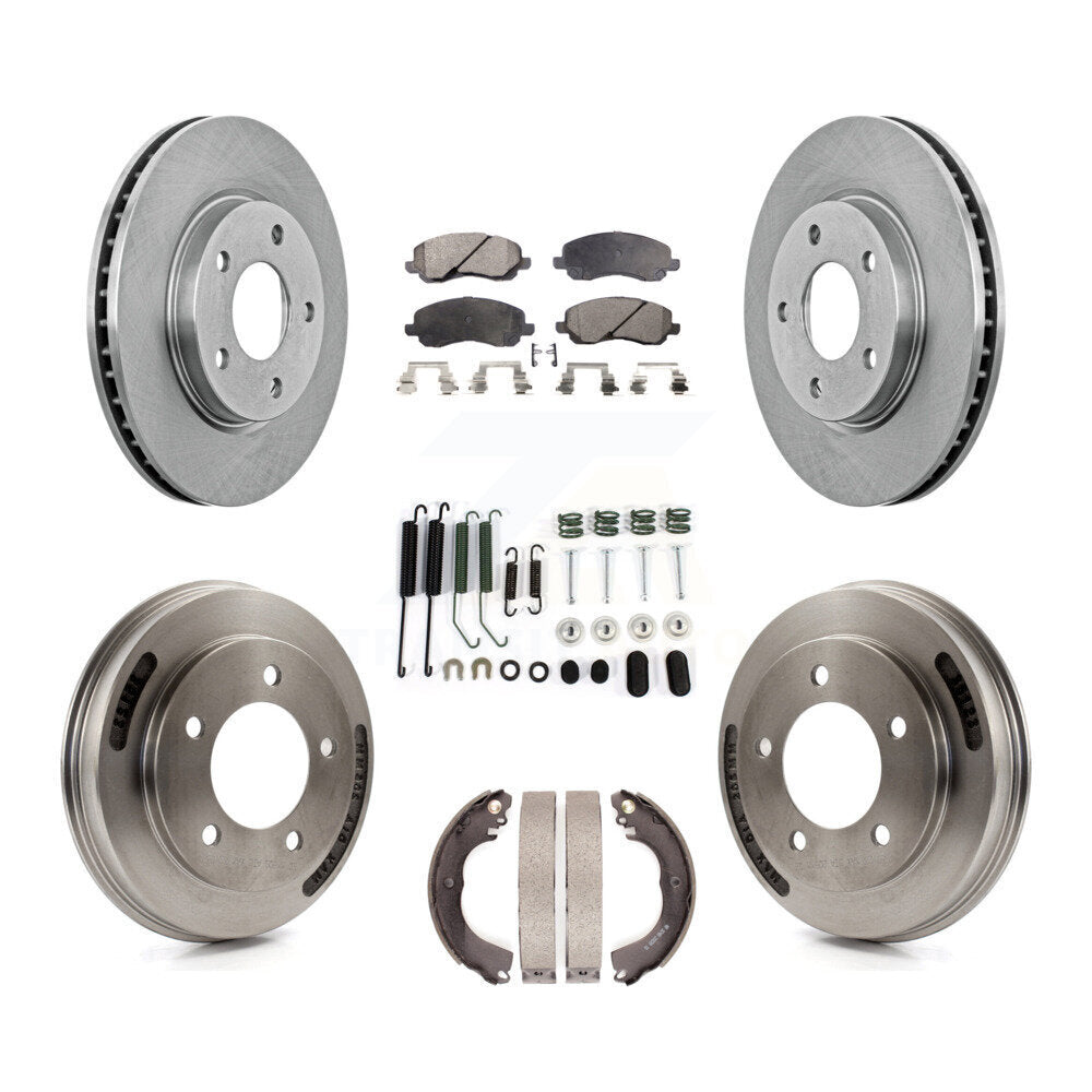 Front Rear Disc Brake Rotors Semi-Metallic Pads And Drum Kit (7Pc) For Mitsubishi Lancer K8F-105267