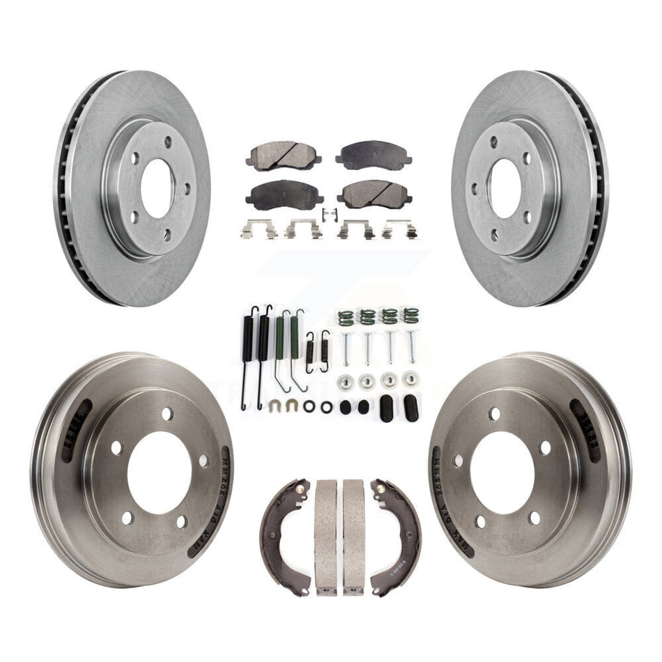 Front Rear Disc Brake Rotors Semi-Metallic Pads And Drum Kit (7Pc) For Mitsubishi Lancer K8F-105267