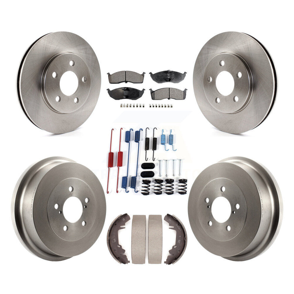 Front Rear Disc Brake Rotor Semi-Metallic Pad & Drum Kit (7Pc) For Chrysler Grand Voyager K8F-105269