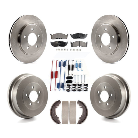Front Rear Brake Rotors Semi-Metallic Pad Drum Kit (7Pc) For Dodge Caravan Grand Plymouth K8F-105270
