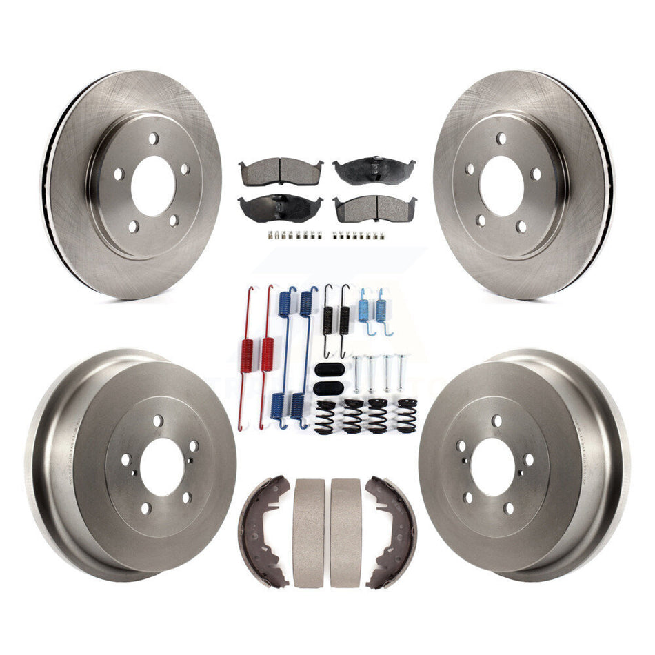 Front Rear Brake Rotors Semi-Metallic Pad Drum Kit (7Pc) For Dodge Caravan Grand Plymouth K8F-105270
