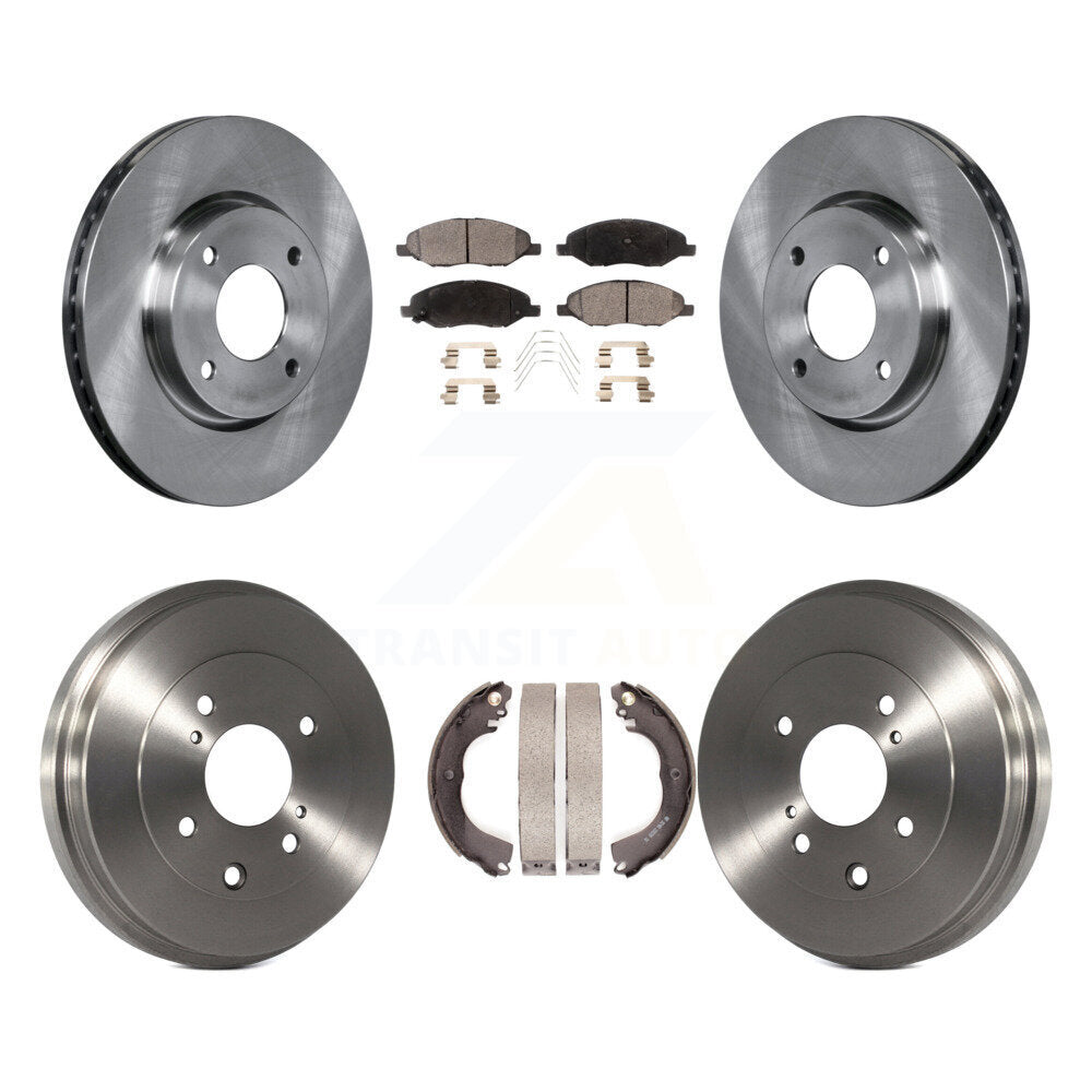Front Rear Disc Brake Rotors Semi-Metallic Pad Drum Kit For 2008 Nissan Versa 4-Wheel ABS K8F-105285