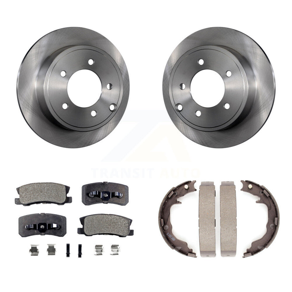 Rear Disc Rotors Semi-Metallic Pads And Parking Brake Shoes Kit For Jeep Patriot Compass K8F-105291