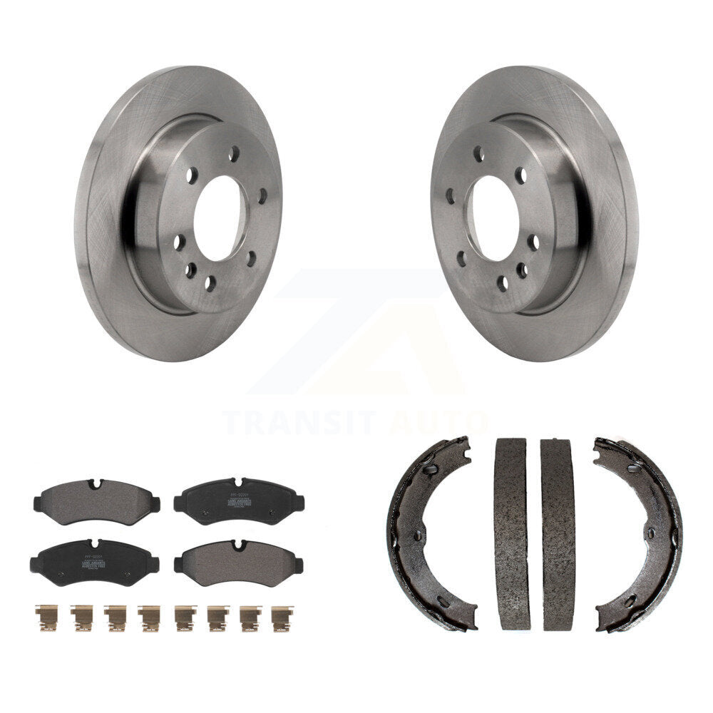 Rear Disc Rotors Semi-Metallic Pads & Parking Shoes Kit For Mercedes-Benz Sprinter 3500XD K8F-105296