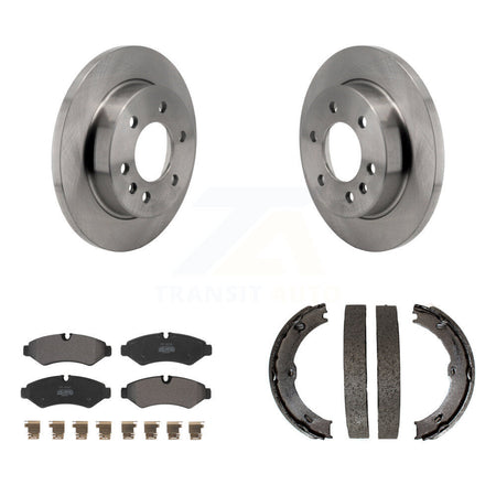 Rear Disc Rotors Semi-Metallic Pads & Parking Shoes Kit For Mercedes-Benz Sprinter 3500XD K8F-105296