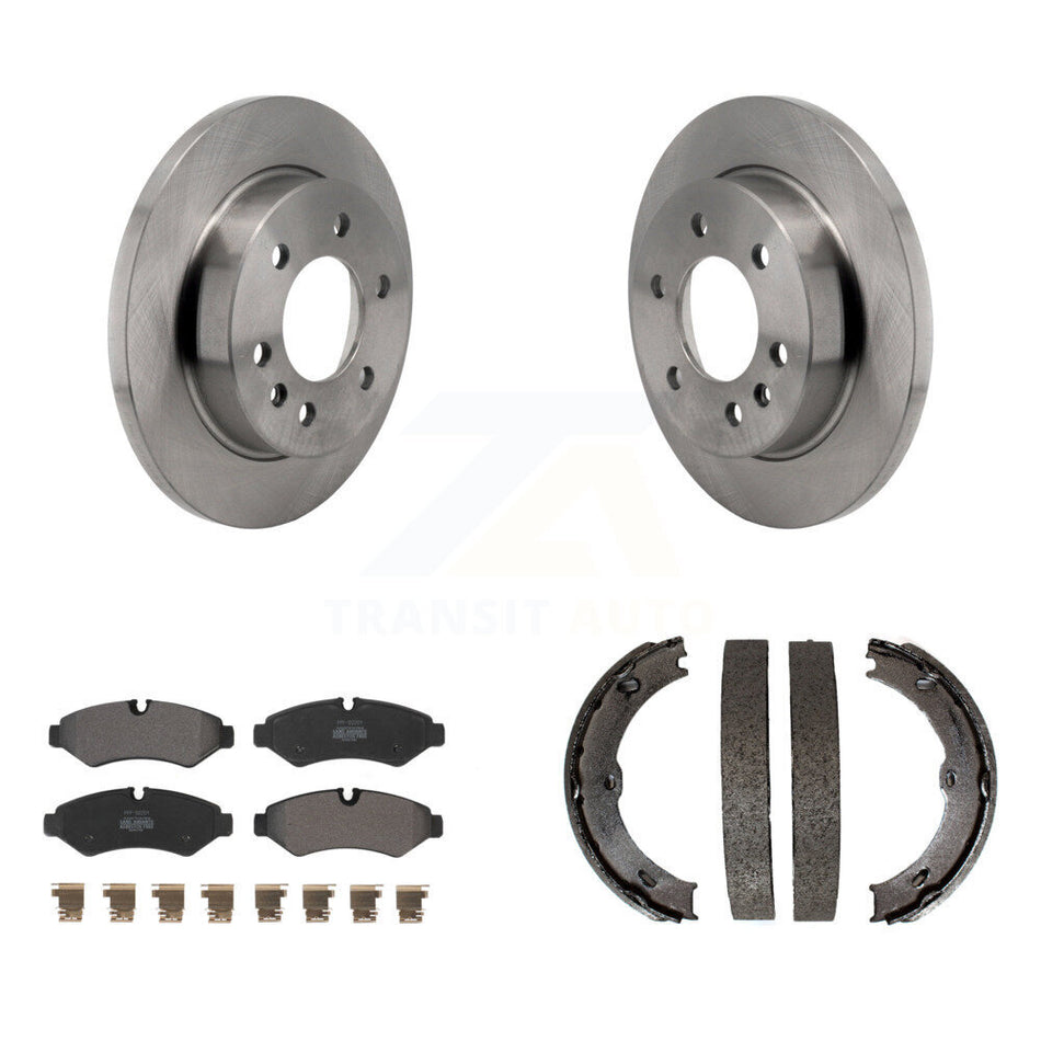 Rear Disc Rotors Semi-Metallic Pads & Parking Shoes Kit For Mercedes-Benz Sprinter 3500XD K8F-105296