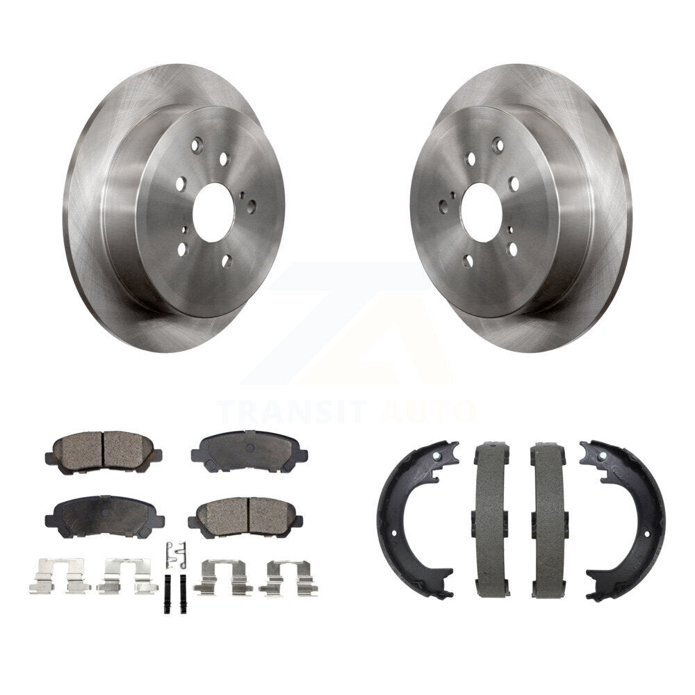 Rear Disc Rotors Semi-Metallic Pads And Parking Brake Shoes Kit For Toyota Highlander K8F-105297
