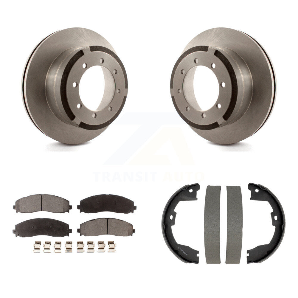 Rear Disc Rotors Semi-Metallic Pads And Parking Shoes Kit For Ford F-350 Super Duty F-250 K8F-105304