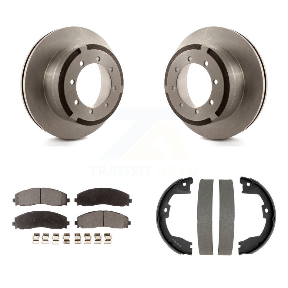 Rear Disc Rotors Semi-Metallic Pads And Parking Shoes Kit For Ford F-350 Super Duty F-250 K8F-105304