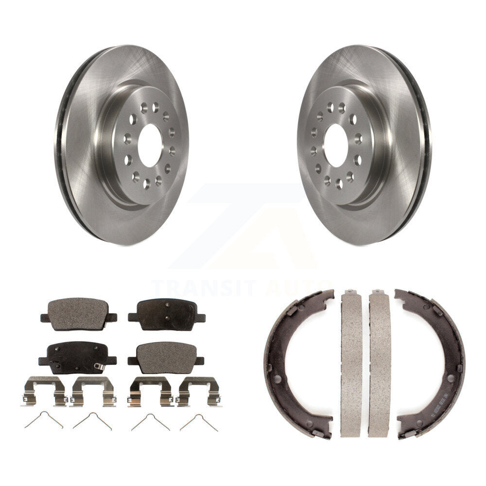 Rear Disc Rotors Semi-Metallic Pads And Parking Brake Shoes Kit For 2017 GMC Acadia K8F-105315