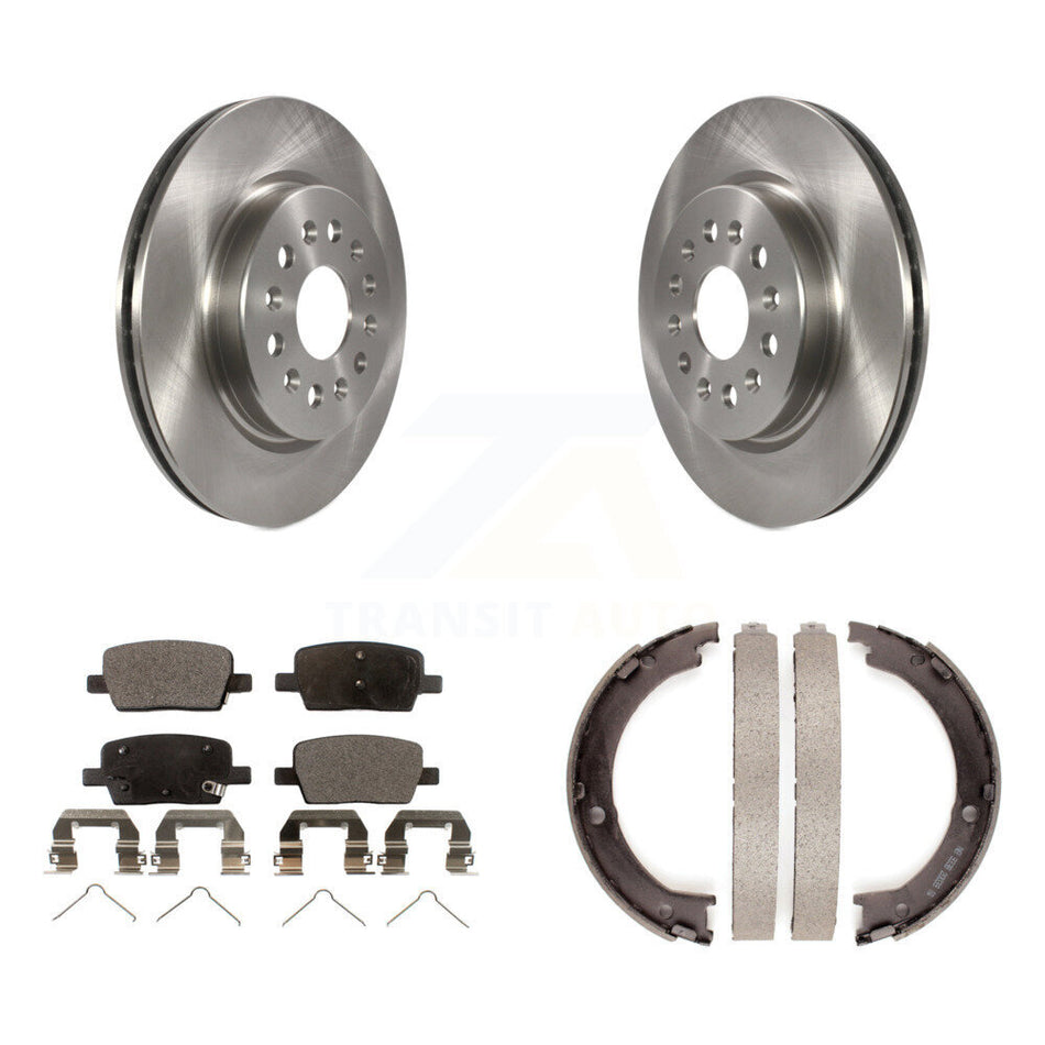 Rear Disc Rotors Semi-Metallic Pads And Parking Brake Shoes Kit For 2017 GMC Acadia K8F-105315