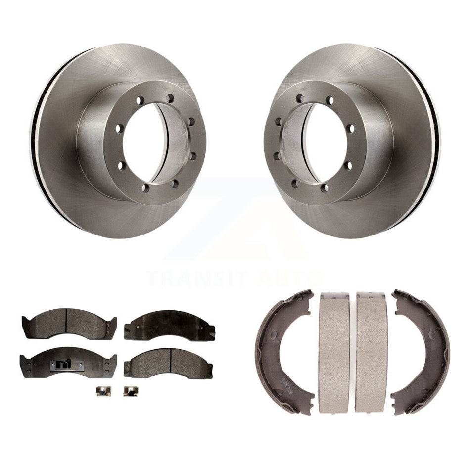 Rear Disc Rotors Semi-Metallic Pads Parking Shoes Kit For Ford E-450 Econoline Super Duty K8F-105317