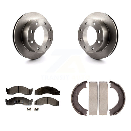 Rear Disc Rotors Semi-Metallic Pads Parking Shoes Kit For Ford E-450 Econoline Super Duty K8F-105318
