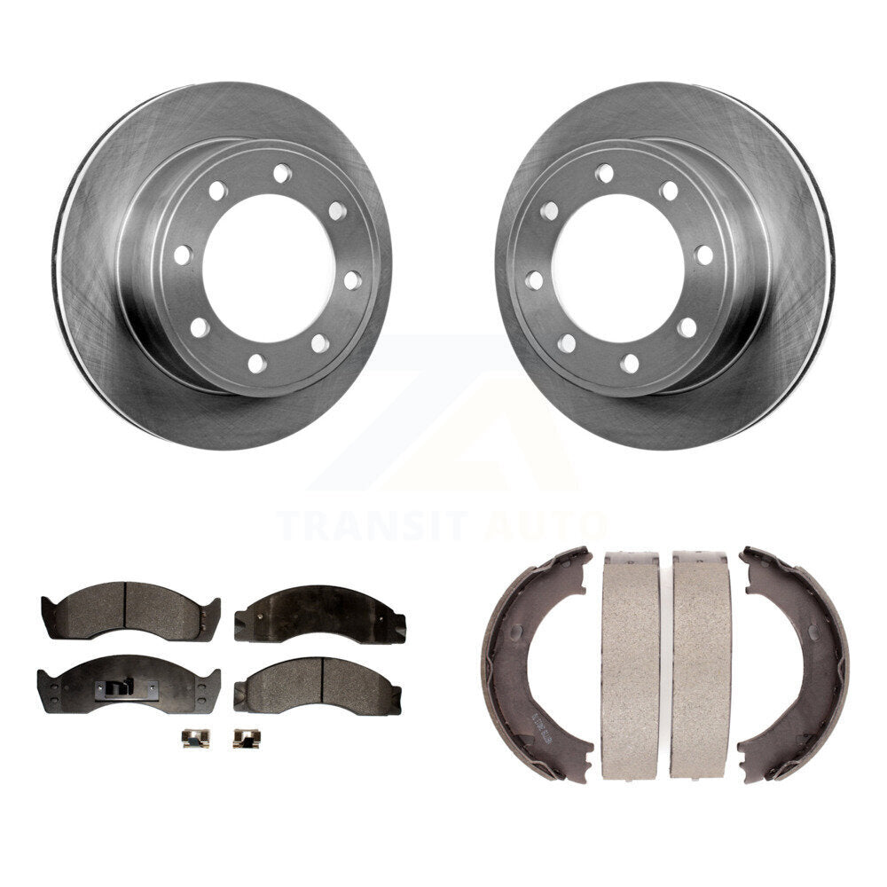 Rear Disc Rotors Semi-Metallic Pads Parking Shoes Kit For Ford E-450 Econoline Super Duty K8F-105319