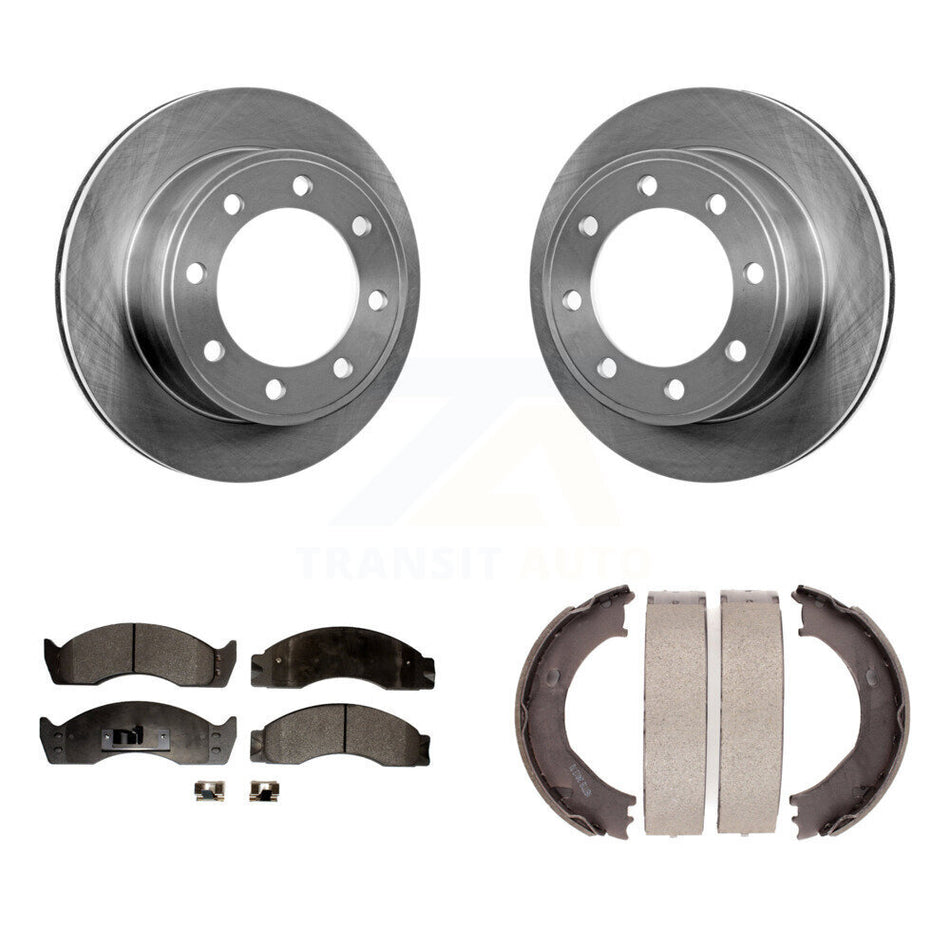 Rear Disc Rotors Semi-Metallic Pads Parking Shoes Kit For Ford E-450 Econoline Super Duty K8F-105319
