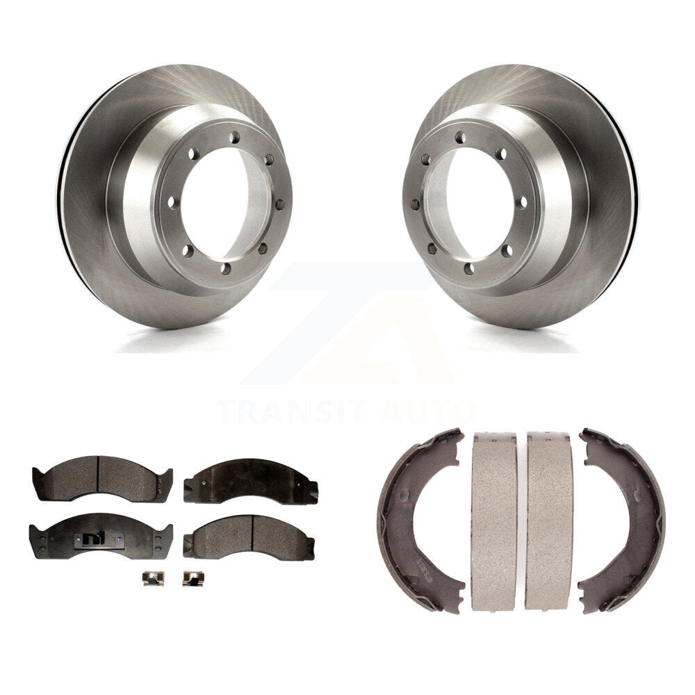 Rear Disc Rotors Semi-Metallic Pads Parking Shoes Kit For Ford E-450 Econoline Super Duty K8F-105320