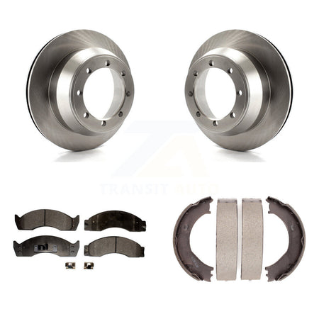 Rear Disc Rotors Semi-Metallic Pads Parking Shoes Kit For Ford E-450 Econoline Super Duty K8F-105320