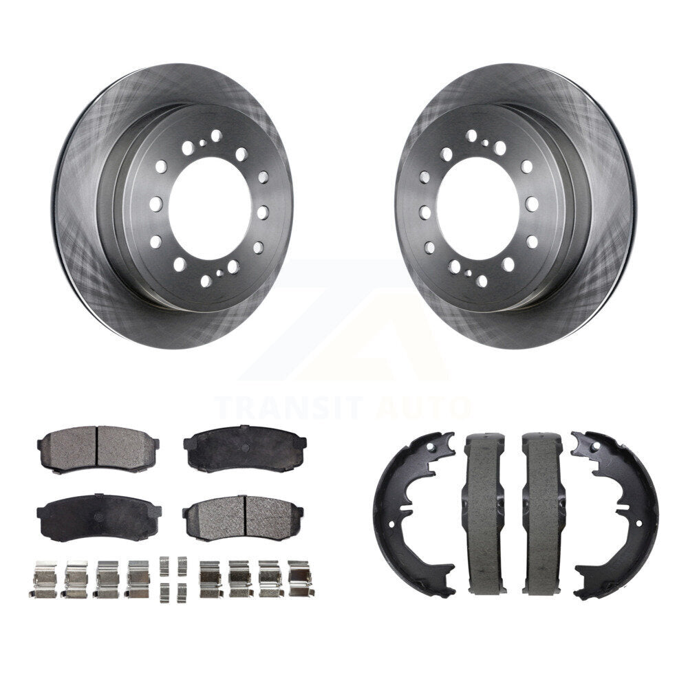 Rear Disc Rotors Semi-Metallic Pads & Parking Shoes Kit For Toyota 4Runner Lexus GX460 FJ K8F-105321