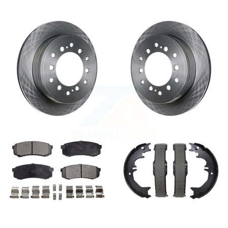Rear Disc Rotors Semi-Metallic Pads & Parking Shoes Kit For Toyota 4Runner Lexus GX460 FJ K8F-105321