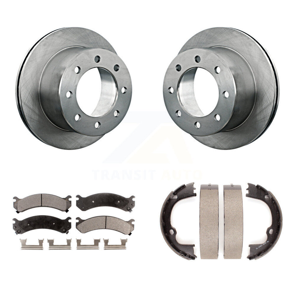 Rear Disc Rotors Semi-Metallic Pads & Parking Shoes Kit For GMC Sierra 3500 HD Chevrolet K8F-105323