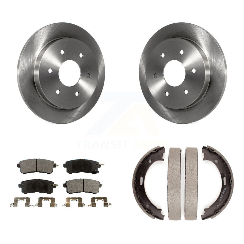 Rear Disc Rotors Semi-Metallic Pads Parking Shoes Kit For Nissan Armada With Solid Rotor K8F-105324
