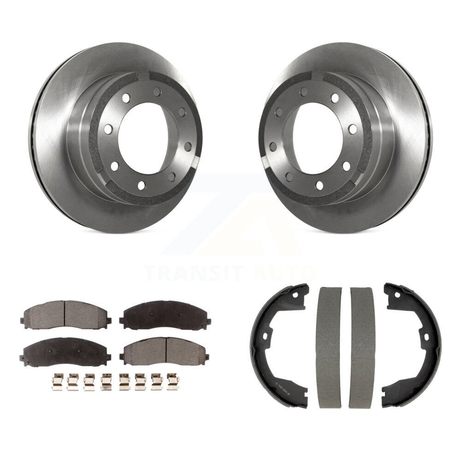 Rear Disc Rotors Semi-Metallic Pads And Parking Shoes Kit For Ford F-350 Super Duty F-250 K8F-105325
