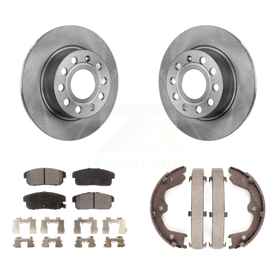Rear Disc Rotors Semi-Metallic Pads And Parking Brake Shoes Kit For 2003 Nissan Maxima K8F-105328