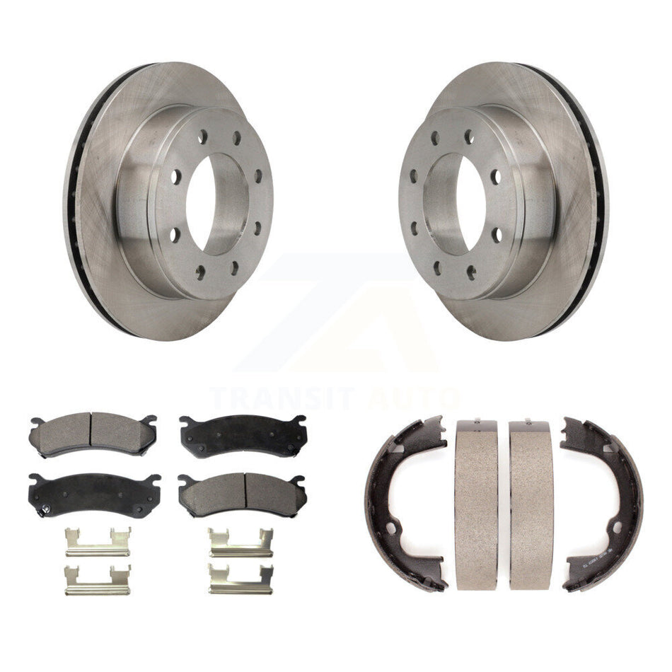 Rear Disc Rotors Semi-Metallic Pads And Parking Brake Shoes Kit For 2008-2009 Hummer H2 K8F-105330