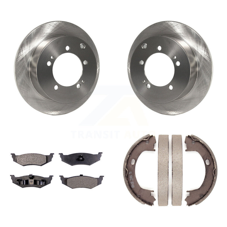 Rear Disc Rotors Semi-Metallic Pads Parking Shoes Kit For Dodge Stratus rear brakes K8F-105331